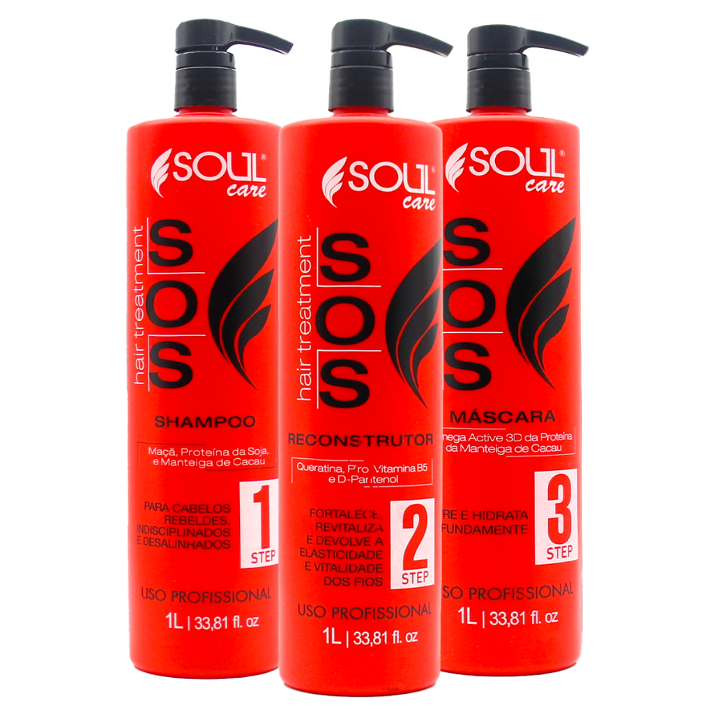 Tratamento Profissional SOS Cauterização Reconstrutor Queratina karitê Capilar 3 Litros Soul Care em Oferta na Shopee