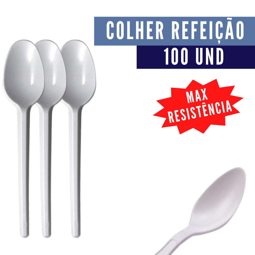 Colher Para Refeição Sopa Sobremesa Sorvete Kit C/100 Und Max ...
