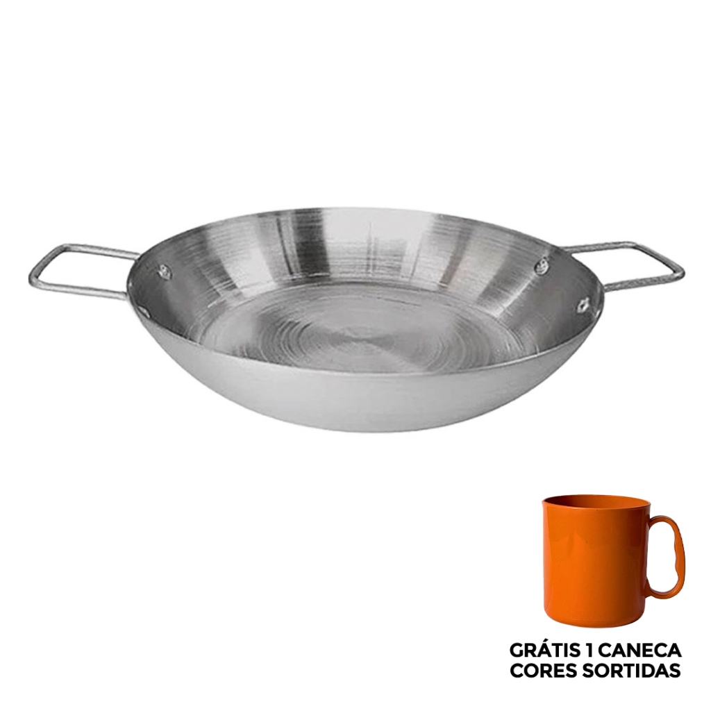 Frigideira Pergaminho Média Alumínio Polida 22cm 1300ml GOURMET GRÁTIS CANECA 450ML FGG-04-27