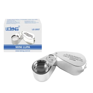 Mini Lupa Dupla Aumento Joias Com Led Branco E Azul
