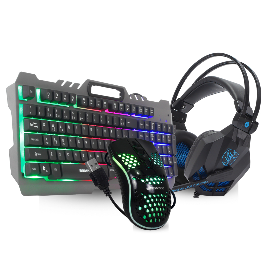 Kit Gamer Teclado Semi Mecânico e Mouse Headset 5.1 HD P2 Multimídia Anti-Ghost Suporte Celular Usb para Pc Computador Notebook Celular