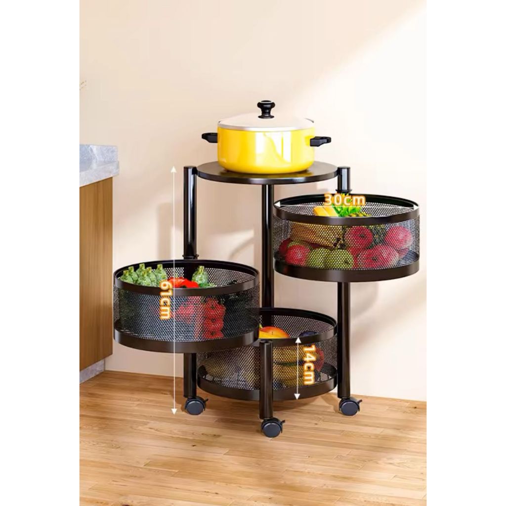 Fruteira Organizador Vertical Com Rodinhas 4 Cestos Andares