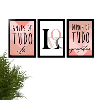 Kit 3 Placas Quadros Decorativos Para Sala Quarto Frases Motivacionais