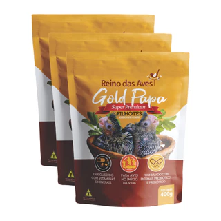 Gold Papa Para Filhotes 400g Refil KIT 3un + 1un Seringa - Reino Das Aves