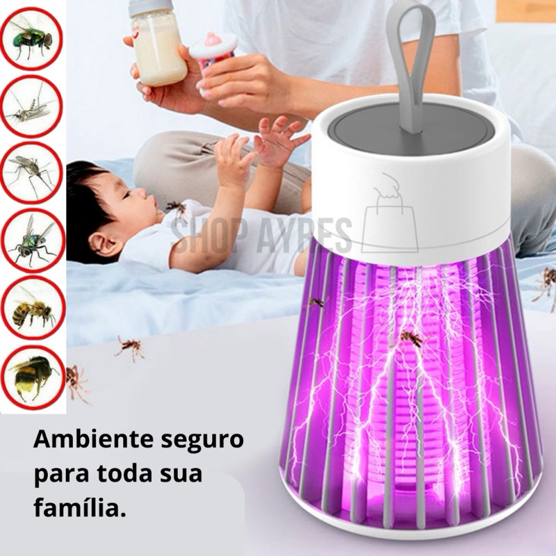 Lâmpada Elétrica Mata-Mosquitos Com Luz UV Usb Armadilha Para Insetos