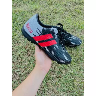 Chuteira Society Costurada M-1 Branco/Preto/Vermelho Super Reforçada Tênis Futebol Quadra Society Adulto Juvenil Unissex Masculino Feminino