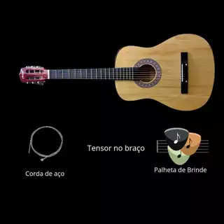 Violão Acústico Cordas de Aço Austin Natural + Palheta c/Tensor