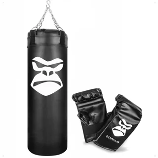 Saco De Pancada 90 Cm Profissional + Luva Bate Saco Treino Muay Thai Luta Artes Marciais Academia