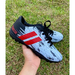 Chuteira Society Costurada M-1 PRETO/BRANCO/VERMELHO Super Reforçada Tênis Futebol Quadra Society Adulto Juvenil Unissex Masculino Feminino