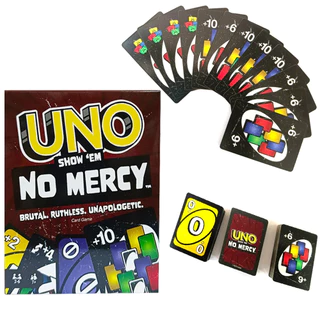 Jogo De Cartas Uno - Show Em No Mercy - Lançamento vem com cartas WILD, pegue 6 ou 10, Pule todos, descarte todas