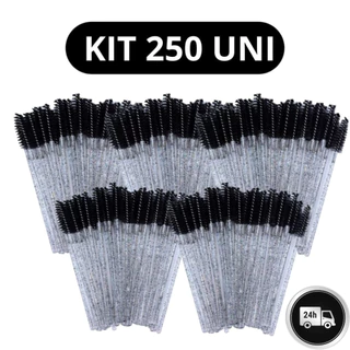Kit 250 Escovinhas De Cílios Sobrancelha Glitter Extensão e Alongamento Descartável