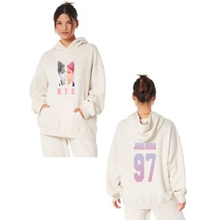 Moletom Canguru Kpop BTS Jung Kook 97 Com Capuz Blusa Feminina Casual Algodão