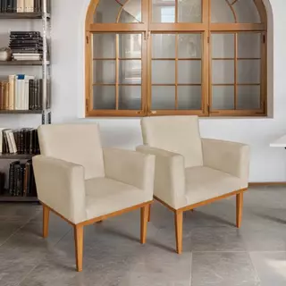 Kit 2 Poltrona Decorativa Nina Base Reforçada Sala Escritório Consultório Aninha Decor