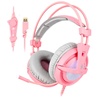 Fone de Ouvido Headset Gamer Sades A6 7.1 Usb Rosa Angel Edition