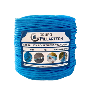 Corda Azul Nylon Multifilamento 5mm 150M Para Pesca Entalhe