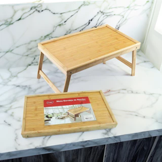 Bandeja Mesa Café Da Manhã Dobrável Bambu Com Pé Para Cama - Envio Rápido!