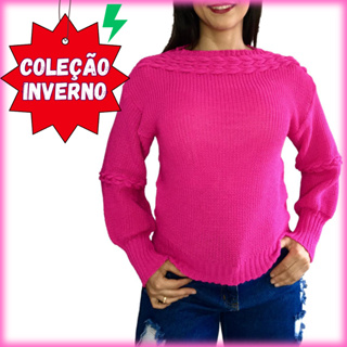 Blusa de frio feminina Casaco sueter tricot Inverno Grossa