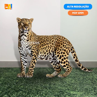 Display de chão MDF 6mm Onça Pintada Realista Safari 50cm a 70cm catotens
