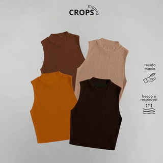 Kit 4 croppeds golinha canelado moda gringa