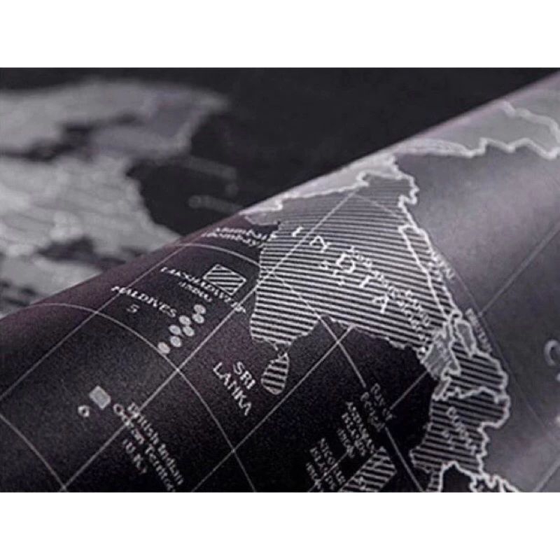 Mouse Pad Gamer com Estampa do Mapa Mundi Preto