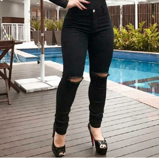 Calça Jeans Preta Rasgada em Promoção na Shopee Brasil 2024