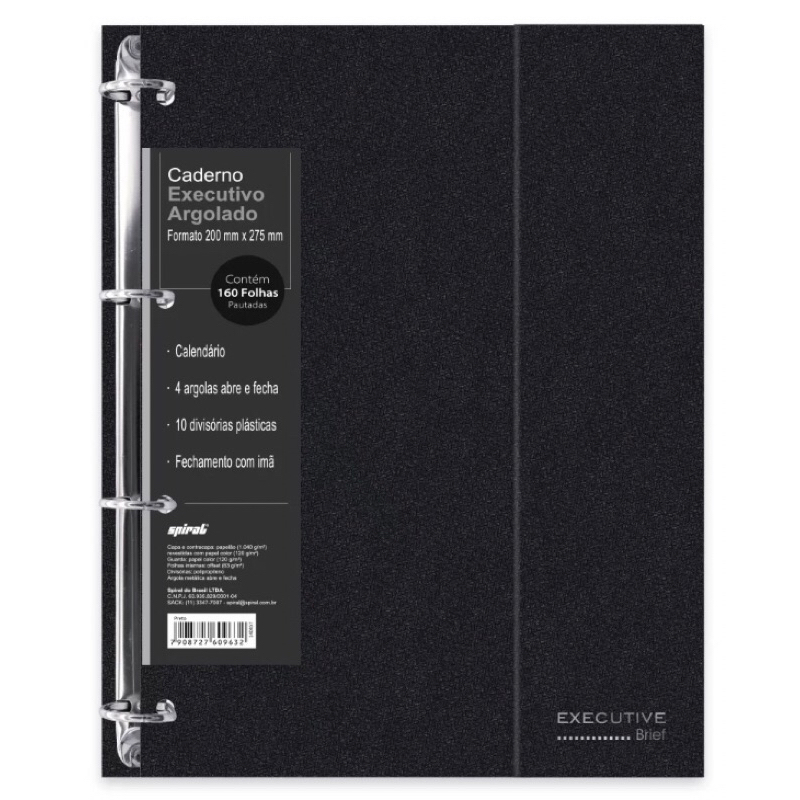 Caderno Universitário Argolado Capa Dura 10X1 160 Folhas Brief Executive