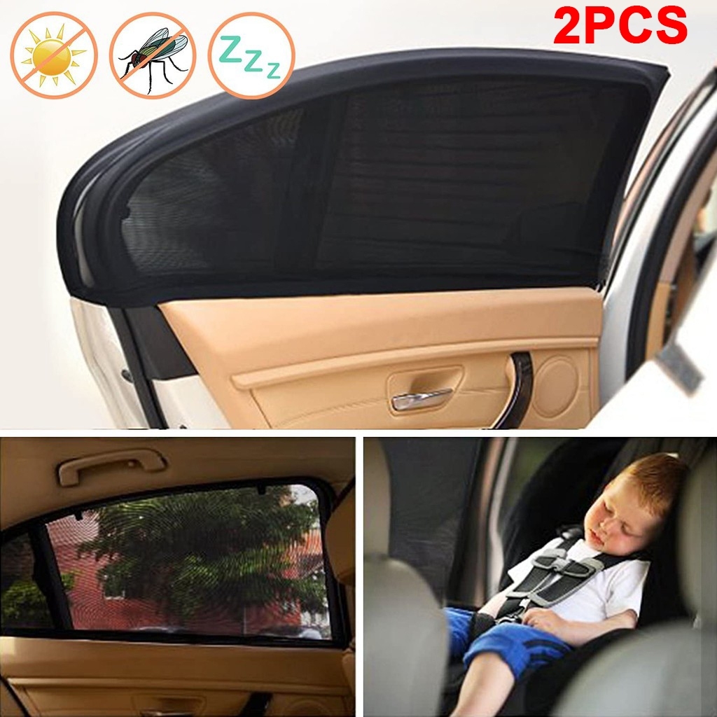 2PCS Capa Cortina Proteção Solar Anti Vento Protetora Crianças Janela Carro