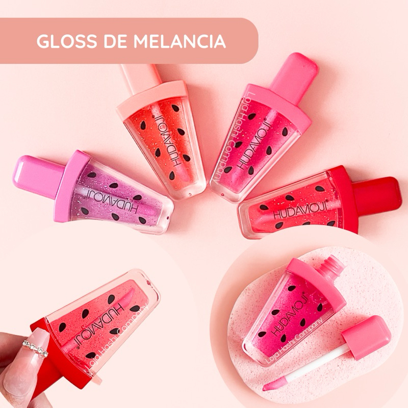 Lip Gloss Mágico Melancia Pirulito Brilho Glitter Fofo Lip Candy ...