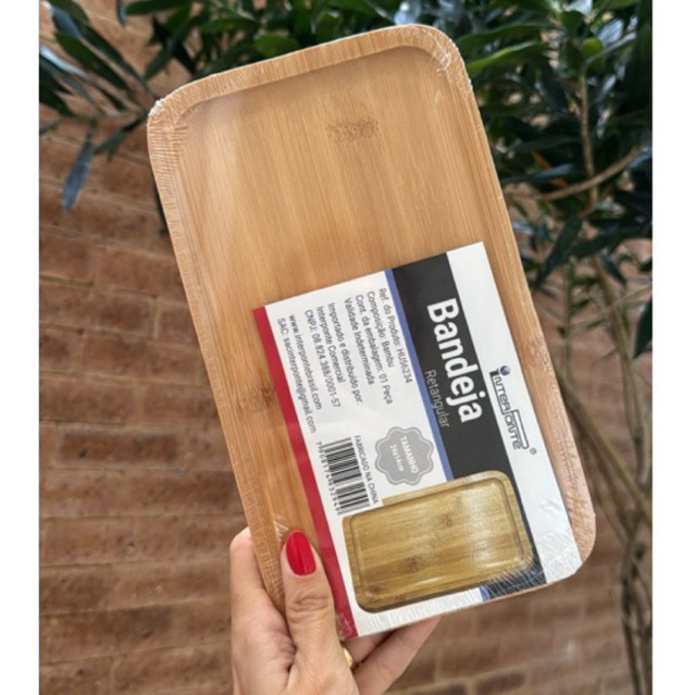 Bandeja Petisqueira Retangular De Bambu Clink - 36x15x1,5cm - Natural E Sustentável