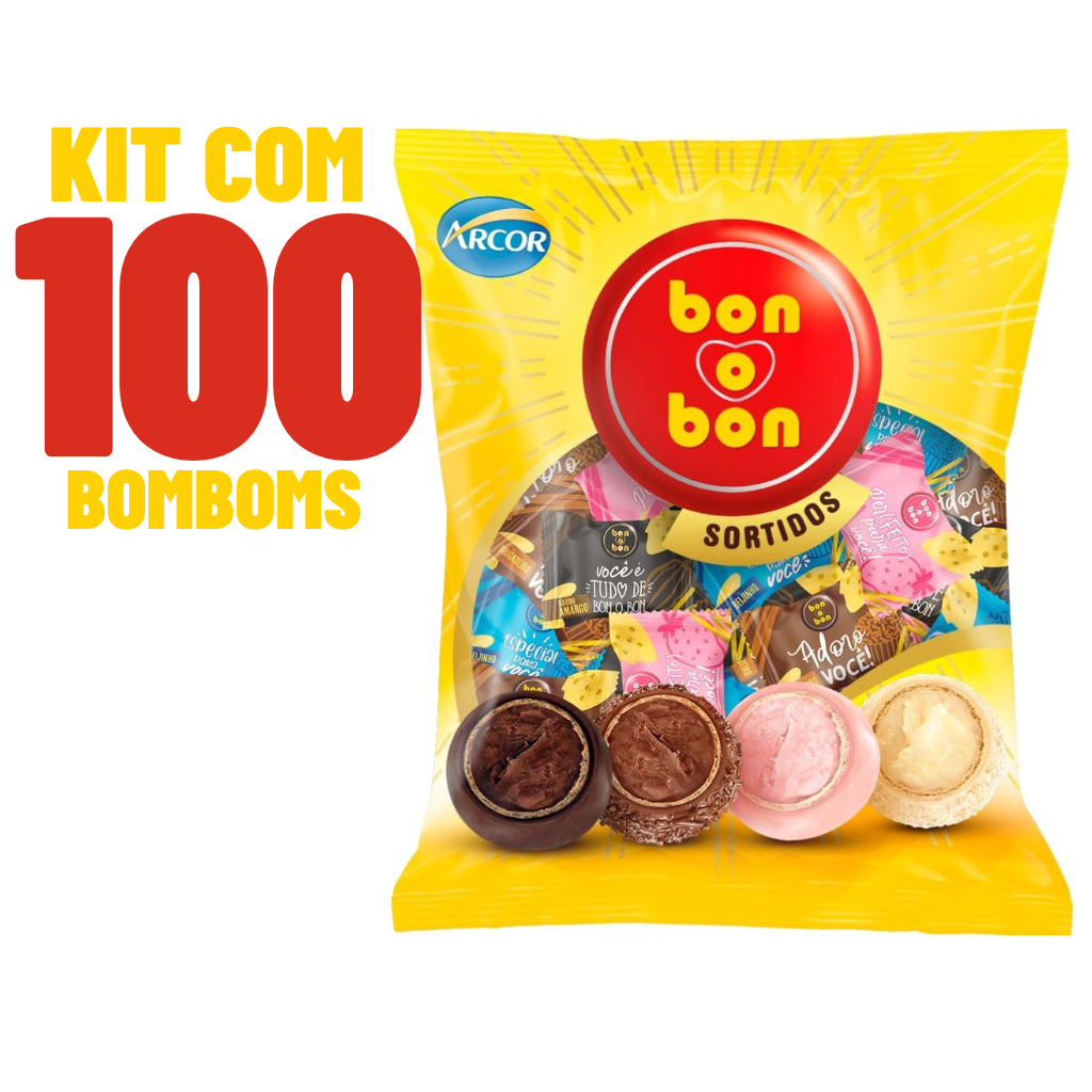Kit 2 Pcts - 100 Unids. Bombom Bonobon Sortidos - Arcor