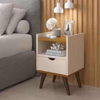 Mesa de Cabeceira Retro Com Nicho e Gaveta Corrediças Metalicas e Pés Antiumidade 4 Cores PROMOÇÃO