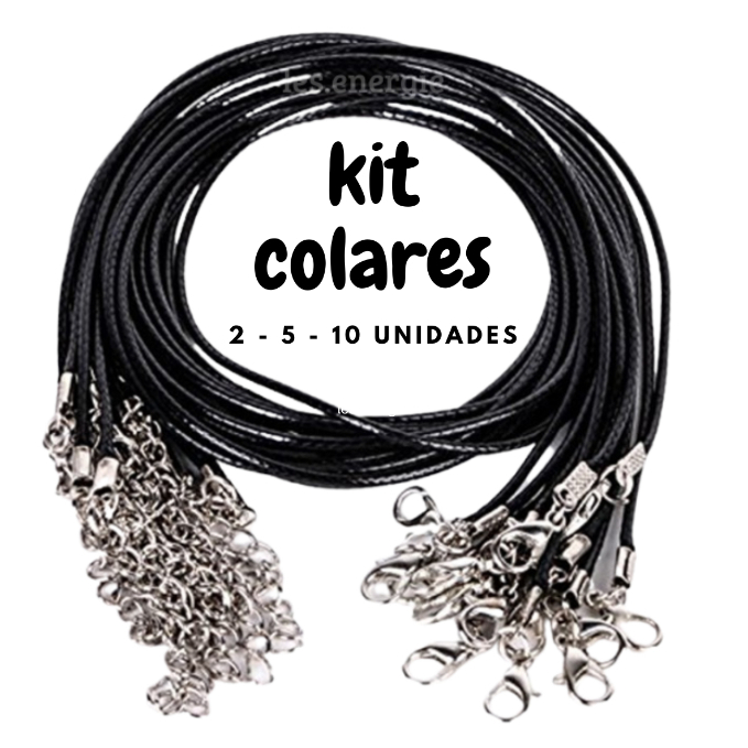 Kit Colar Couro PU Tecido Sintetico Regulavel Preto Cordão Preto ...
