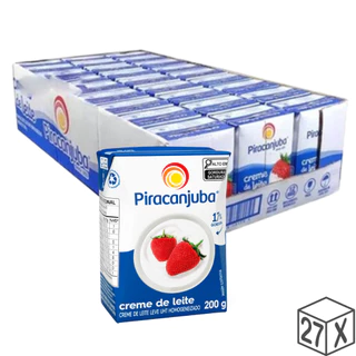 Pack 27 unidades Creme de Leite Piracanjuba 200g - Caixa com 27x200g