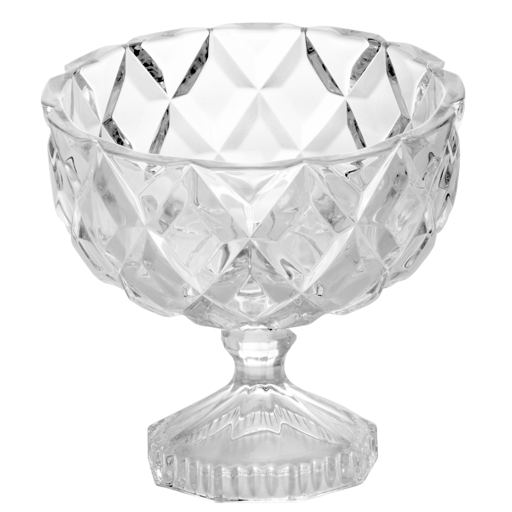 Centro De Mesa Com Pé Deli Diamond Cristal 18x18cm Lyor REF 7501