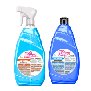 SABÃO E SPRAY KIT DE QUEROSENE TUDO LIMPINHO 500 ML em Oferta na Shopee