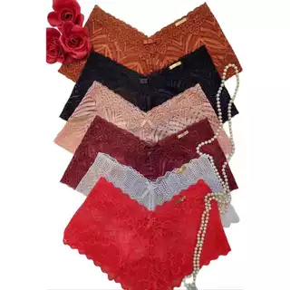 Kit 5 Calcinha Calesson Shortinho Renda Luxo Caleçon Cores Sortidas