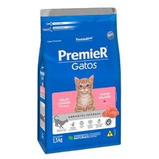 Alimento Premier Gatos Filhotes Pelos Longos Salmão 1,5Kg