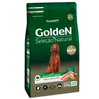Alimento Golden Seleção Natural Cãe Adultos Frango 3Kg Ração