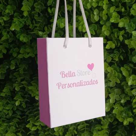Sacolas de Papel - Personalizada - Alça cordão - 50 unidades