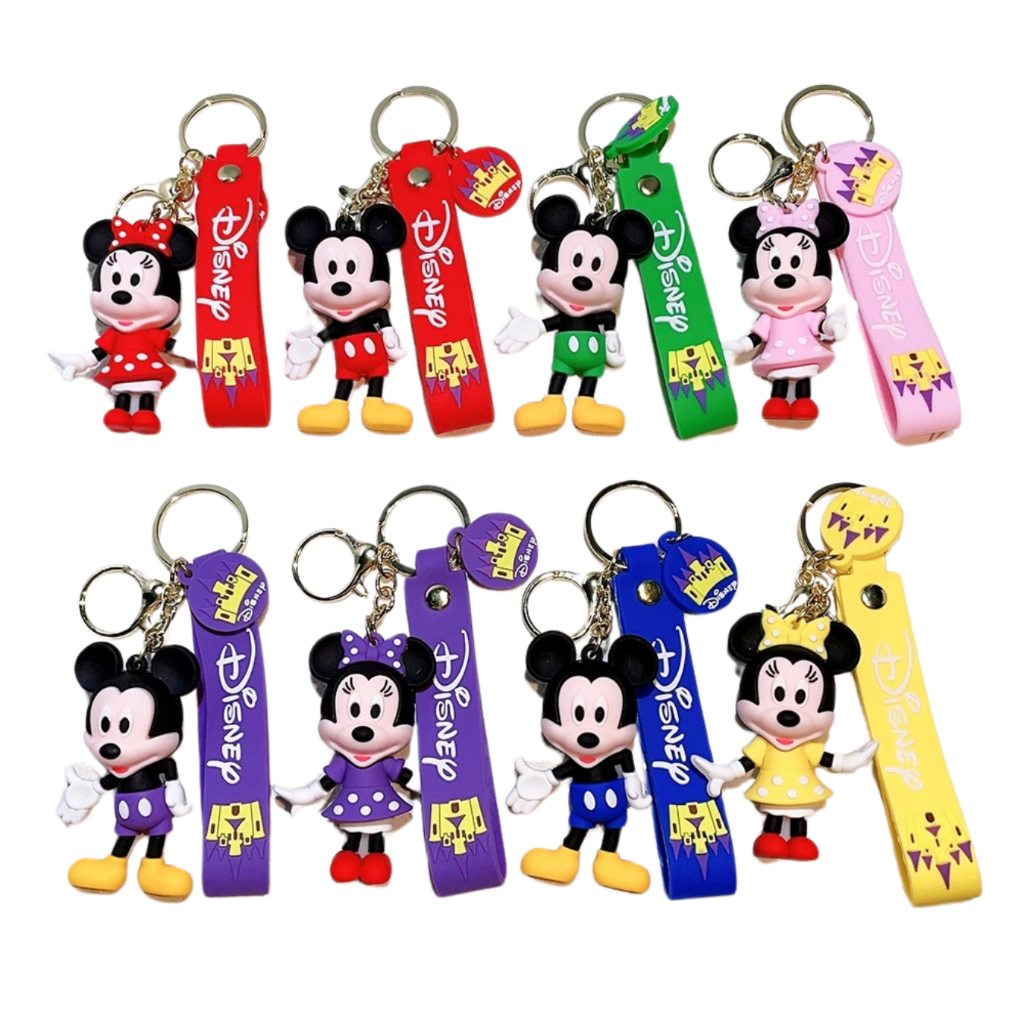 Chaveiro Emborrachado Desenho Mickey Minnie Colecionavel Bolsa Mochila Chave