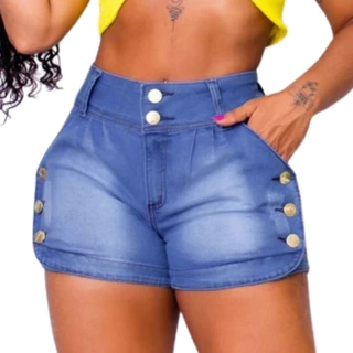 Short Jeans Feminino Cintura Alta