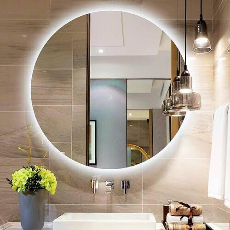 Espelho Com Luz De Led Atrás De Parede 50x50 Redondo Decoração | Shopee ...