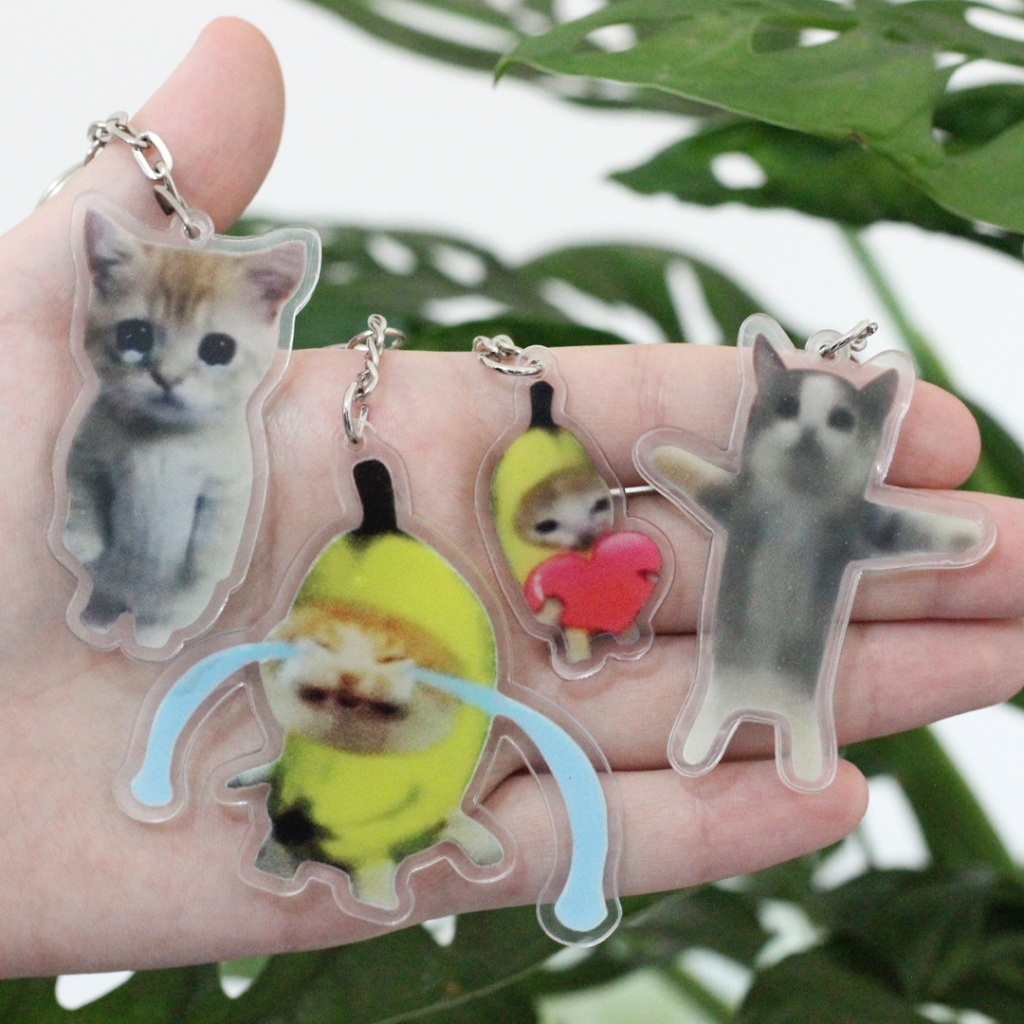 Chaveiros de Gatinhos Meme Chaveiro Gato Banana