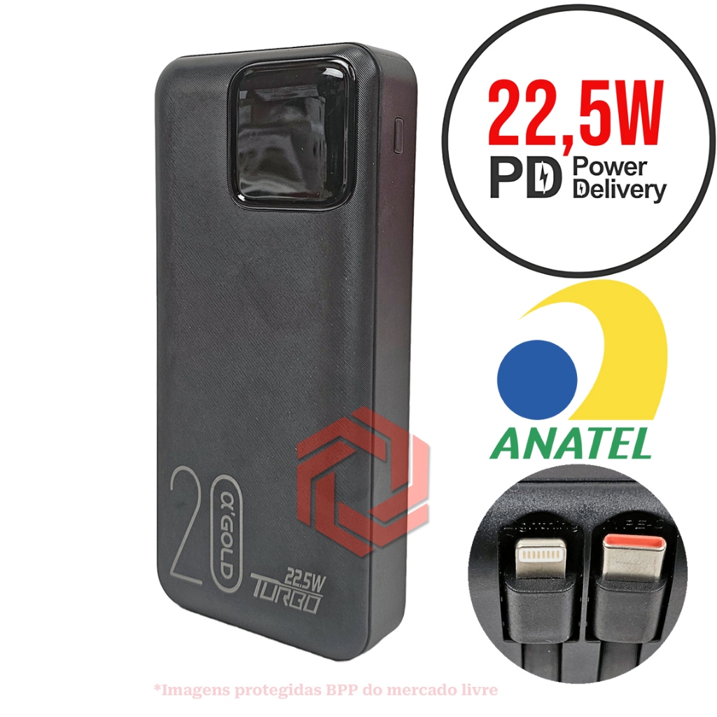 Carregador Portatil Powerbank Turbo PD 22.5W 20000 mAh