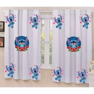 CORTINA PARA DECORAÇÃO DE QUARTO INFANTIL TEMA STITCH PERSONALIZADA COM NOME SEM ILHÓS 2X1,30