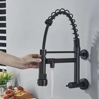 Torneira Cozinha Gourmet Monocomando De Parede Móvel Misturador Cozinha Água Fria Única Preto/prata