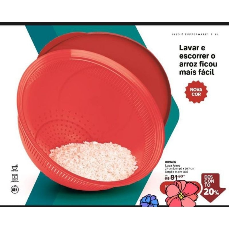 Lava Arroz vermelho Tupperware | Shopee Brasil