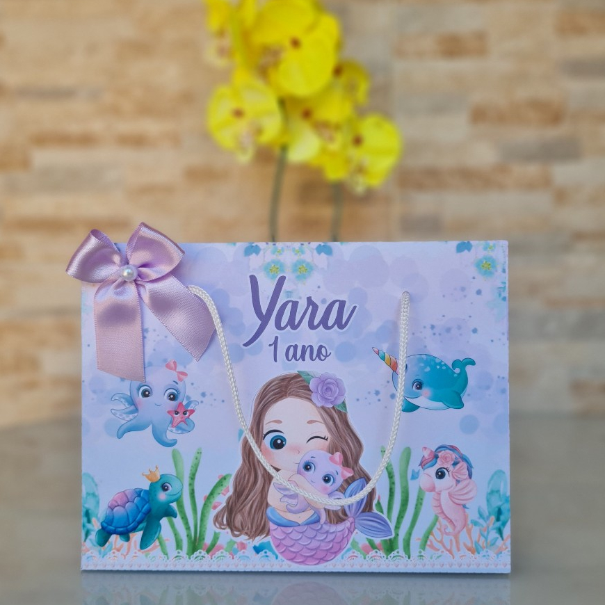 Sacolinha Personalizada Sereia Cute Bolsinha Personalizada Sereia Cute Lembrancinha Sereia Cute