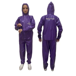 Capa de Chuva com Capuz Lilás para Motociclista Feminina em PVC 100% Impermeável