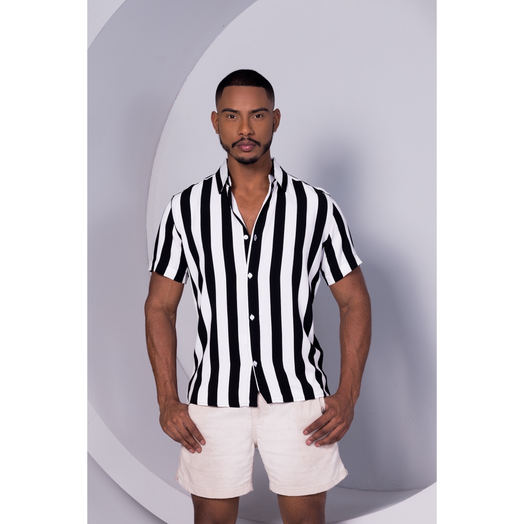 Camisa Masculina Manga Curta Listrada Verao Praia